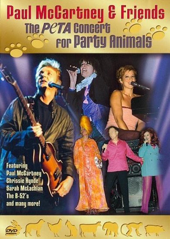 Paul McCartney & Friends: The PETA Concert for Party Animals DVD-hoes met optredende artiesten. Paul McCartney bespeelt een gitaar.
