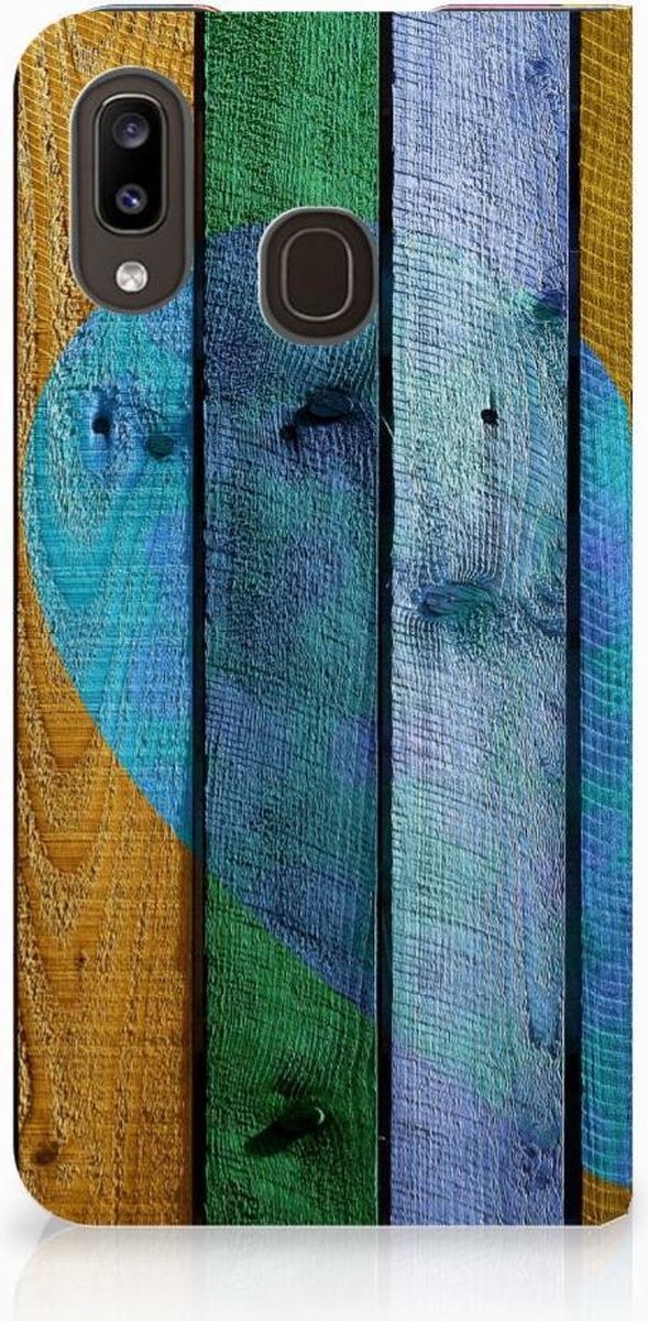 Samsung Galaxy A30 Book Wallet Case Wood Heart - Cadeau voor je Vriend