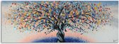 Acrylverf schilderij - Magic Bleu Pink - kleurrijke boom - 150x50
