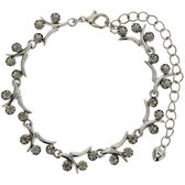 Zilver-kleurige takjes armband met grijze stenen