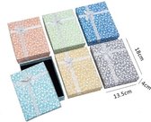 6 stuks Verpakkings doosjes ketting - Glitters met Hartjes - 18x13.5x4 cm