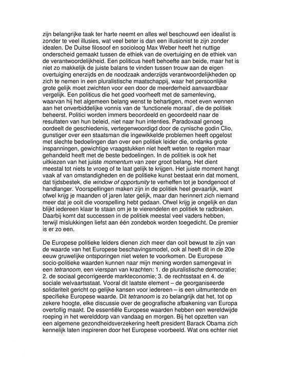 Tekstpagina uit een boek, politieke analyse.