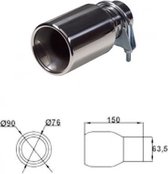 Garniture d'échappement ronde en acier inoxydable 89 mm - Raccord universel 48-58 mm