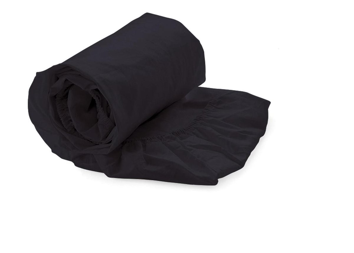 Refined Basic Twill hoeslaken - Zwart - 1-persoons (90x220 cm)