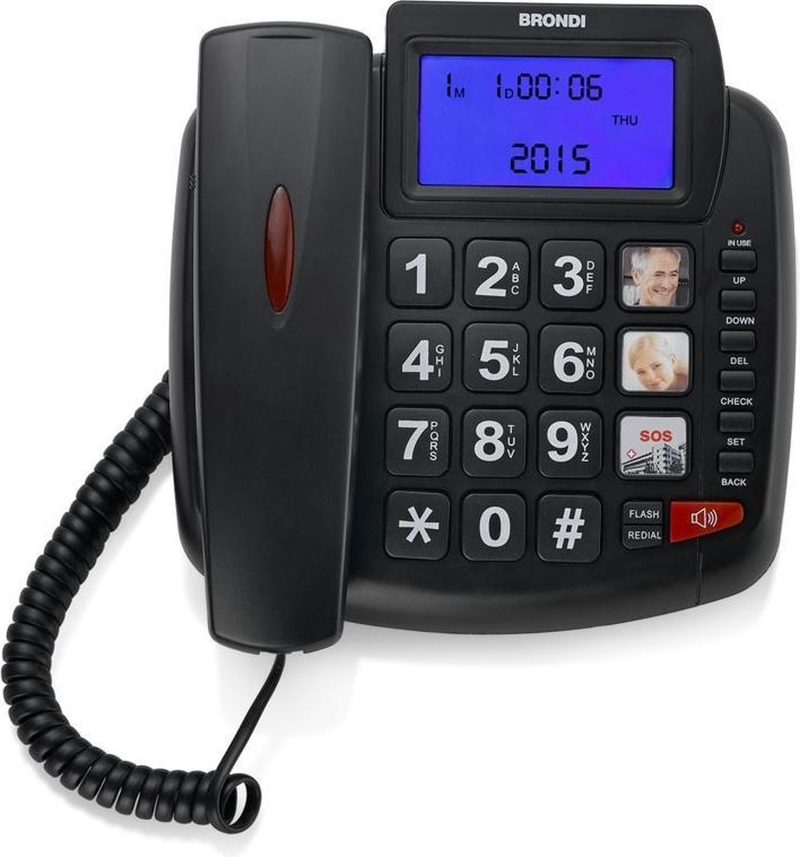 Brondi Bravo 90, Analoge telefoon, Handset met snoer, Luidspreker, 0 entries, Nummerherkenning, Zwart