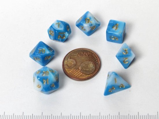 Afbeelding van het spel Fairydice Mini polydice set - Blue/White
