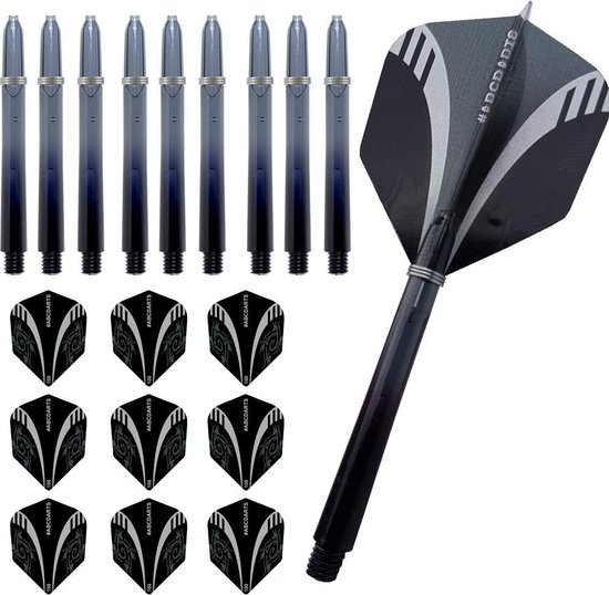 Afbeelding van het spel ABC Dart Flights en Darts Shafts Medium - tribal zwart - 3 sets