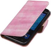 Hagedis Bookstyle Hoes - Wallet Case Telefoonhoesje - Geschikt voor Samsung Galaxy J1 J100F Roze