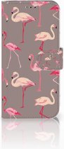 Geschikt voor Samsung Galaxy A40 Telefoonhoesje met Pasjes Flamingo