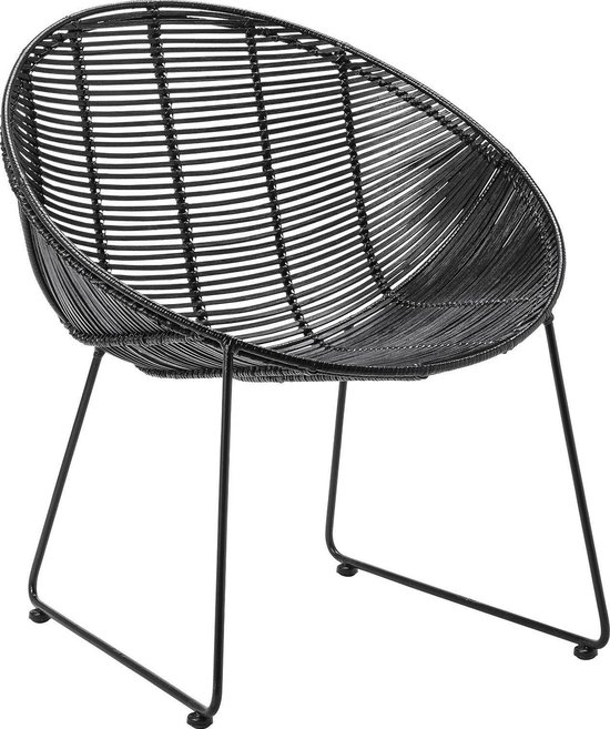 Bloomingville - Lounge stoel - Rotan metaal onderstel - Zwart | bol.com