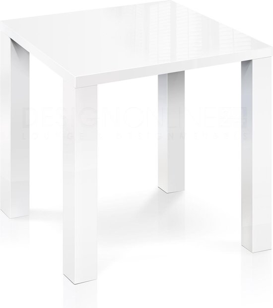 24Designs Bartafel High Gloss - L100 x B100 x H92 cm - Wit tafelblad -  Witte poten | bol.com