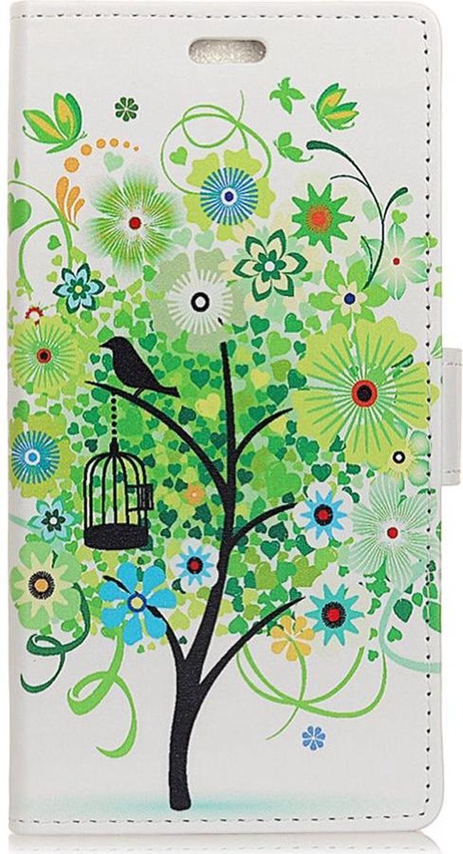 Shop4 - Huawei P Smart Plus Hoesje - Wallet Case Vrolijke Boom Groen