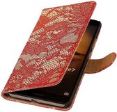 Mobieletelefoonhoesje.nl - Huawei Mate 7 Hoesje Bloem Bookstyle Rood