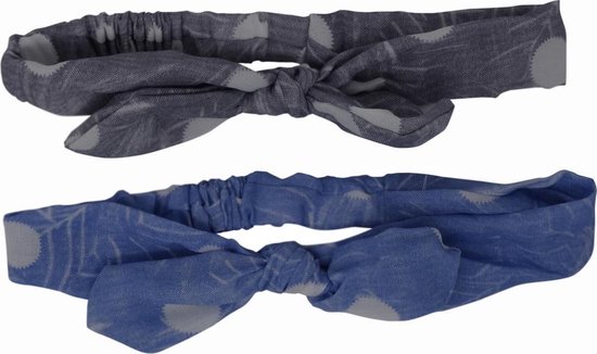 Jessidress Dames Bandana Meisjes Haarband met Haarstrik van Stipppen - Grijs/Blauw