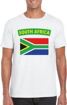 T-shirt met Zuid Afrikaanse vlag wit heren 2XL