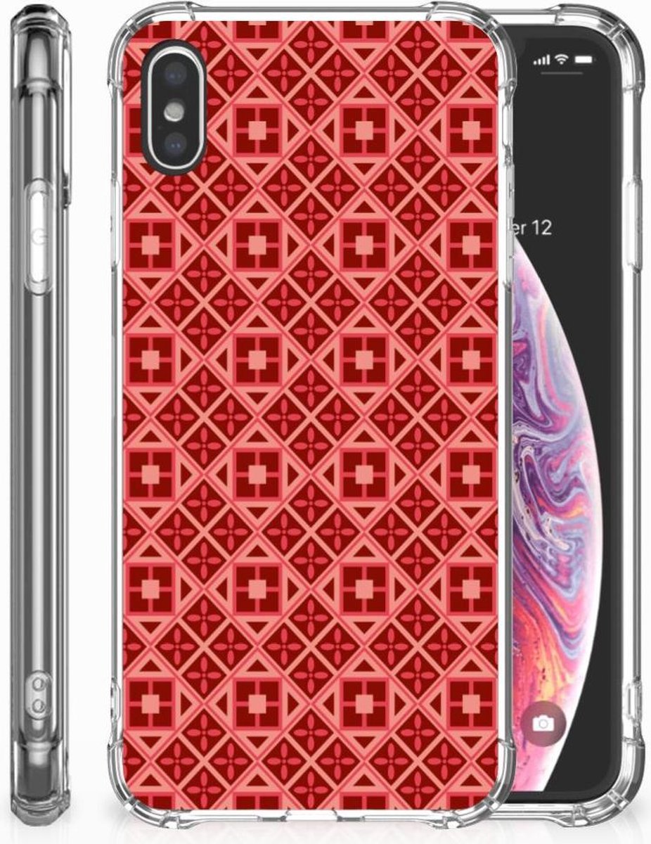 Apple iPhone Xs Max Doorzichtige Silicone Hoesje Batik Rood