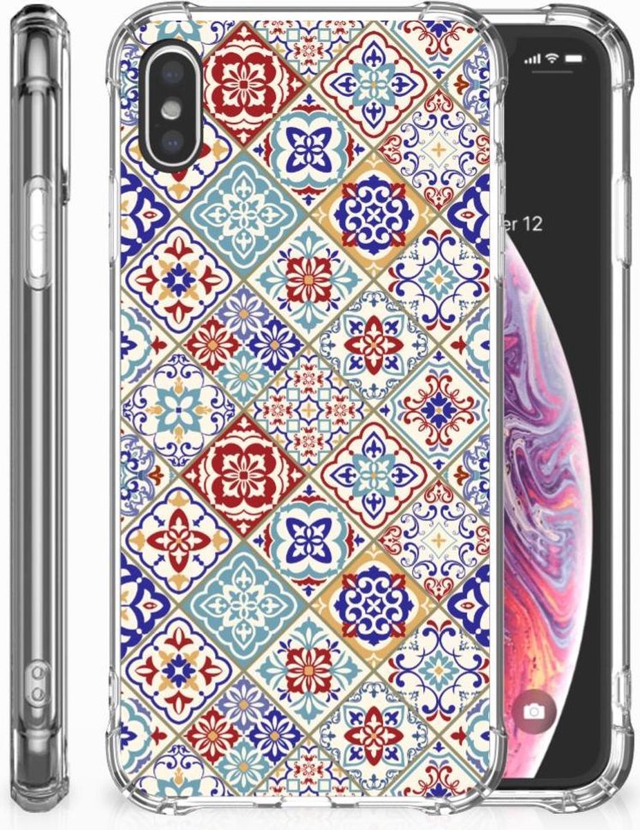 Apple iPhone Xs Max Anti-Shock Hoesje Tiles Color