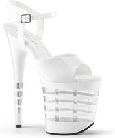 Pleaser Sandaal met enkelband, Paaldans schoenen -36 Shoes- FLAMINGO-809LN Paaldans schoenen Wit