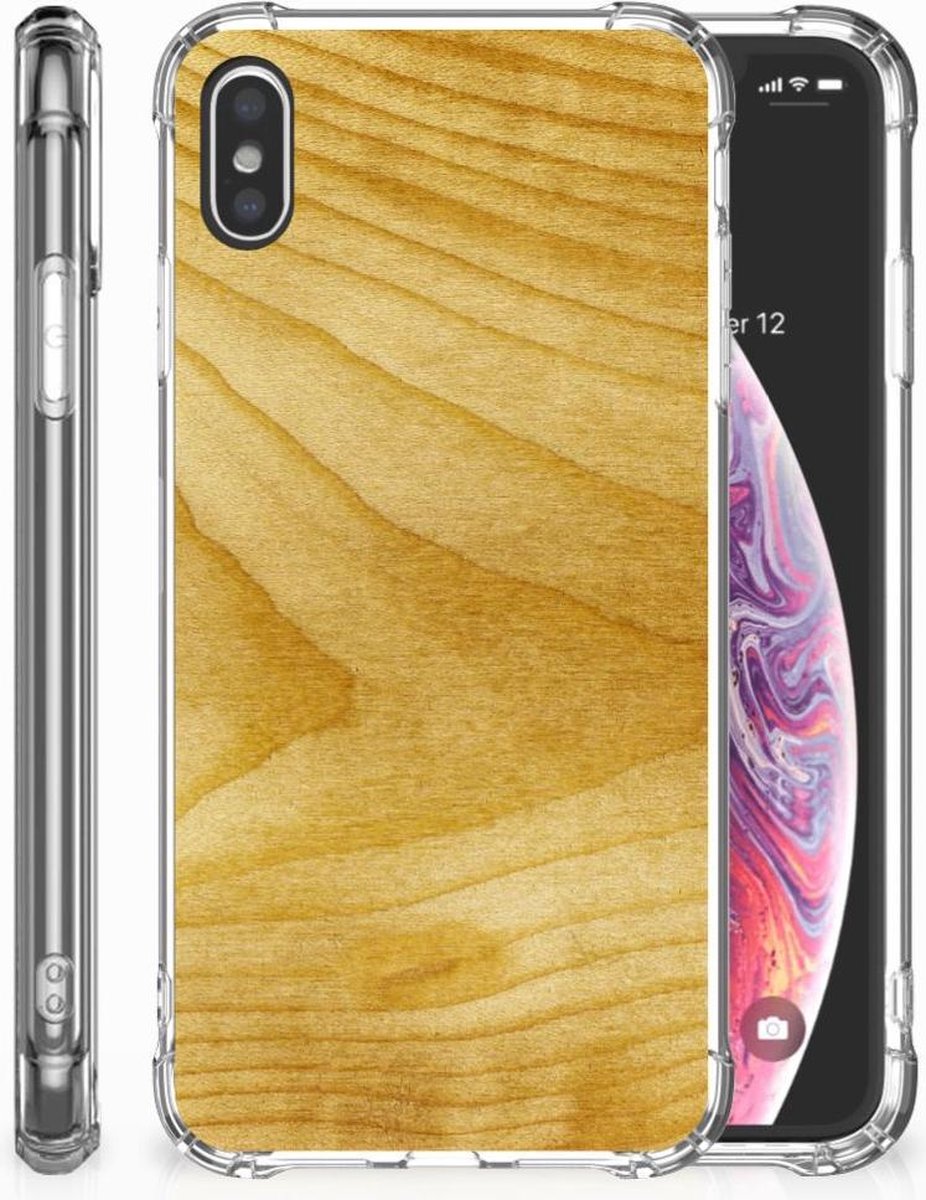 Apple iPhone Xs Max Stevig Telefoonhoesje Licht Hout