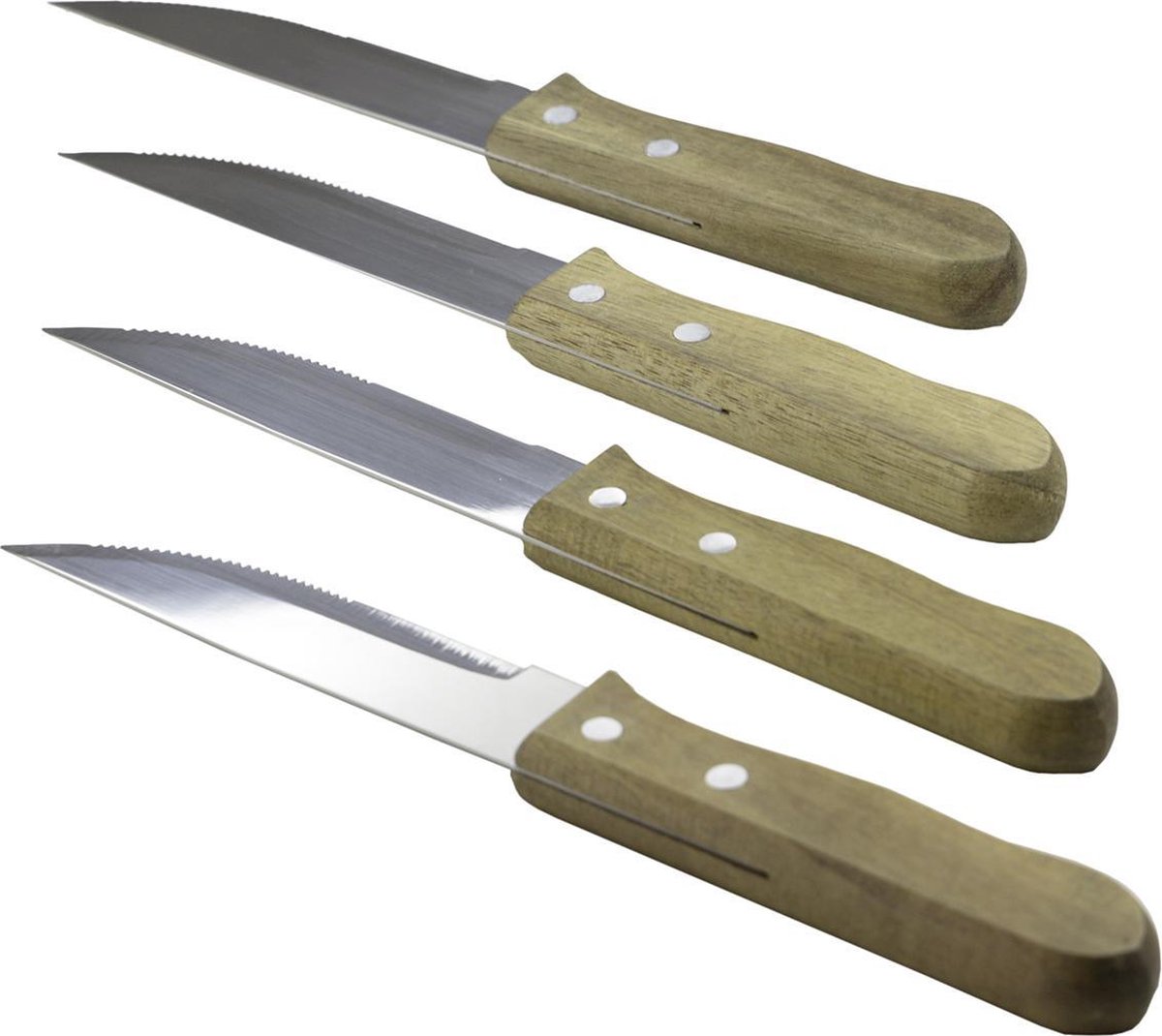 Point-Virgule set van 4 Jumbo steakmessen - met handvat - uit acaciahout