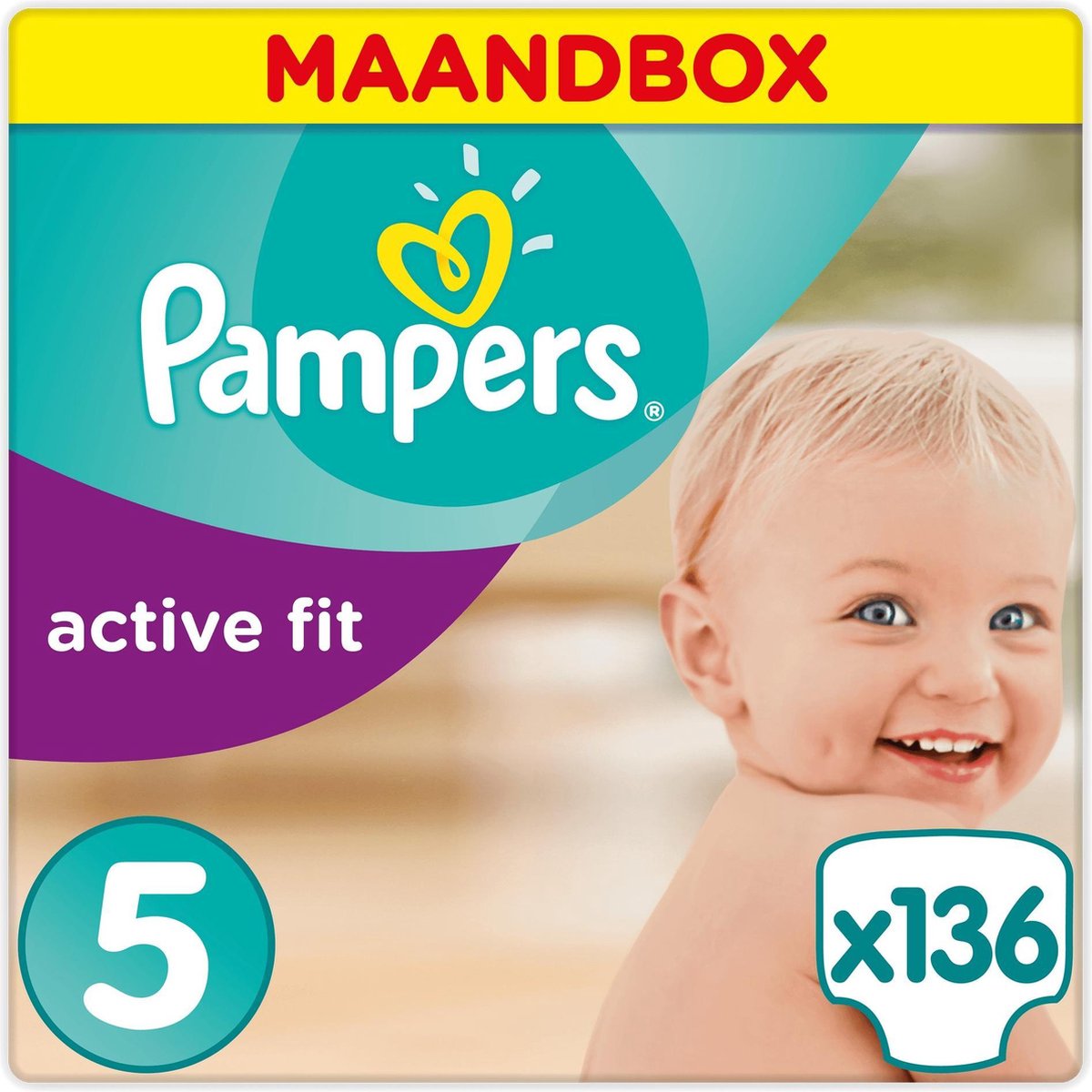Pampers Active Fit - Maat 5 (Junior) 11-23 kg - Maandbox 136 Stuks - Luiers - Pampers