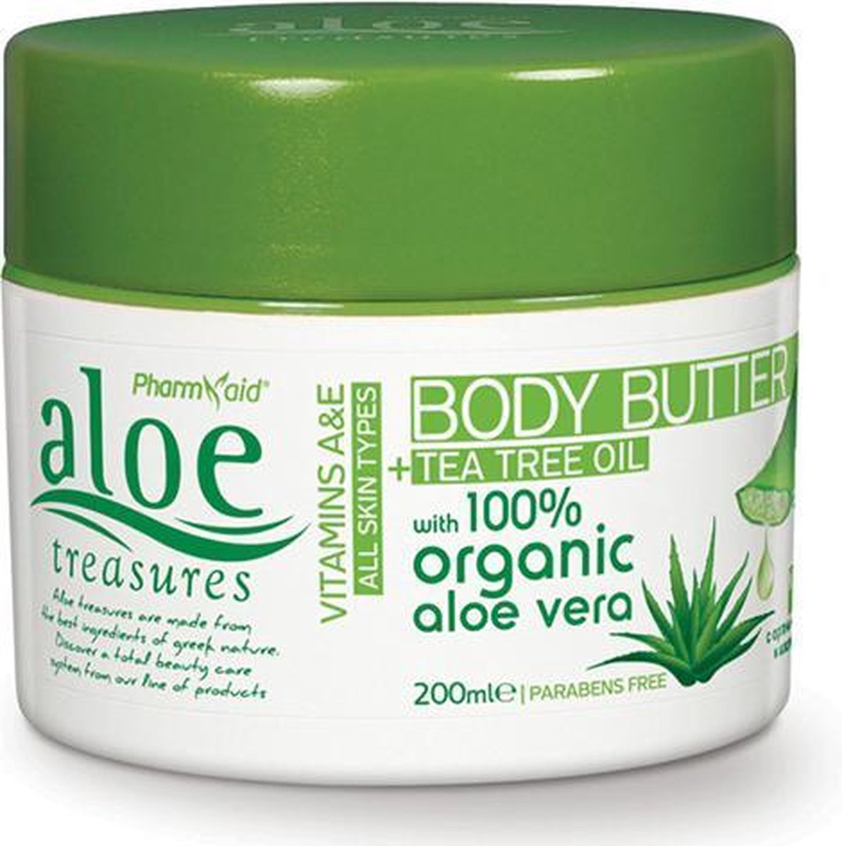 Pharmaid Aloe Treasures Body butter Tea Tree Oil & Aloë vera 200ml | Zijdezachte Huidverzorging met Verfrissende Tea Tree Olie alle huidtypes