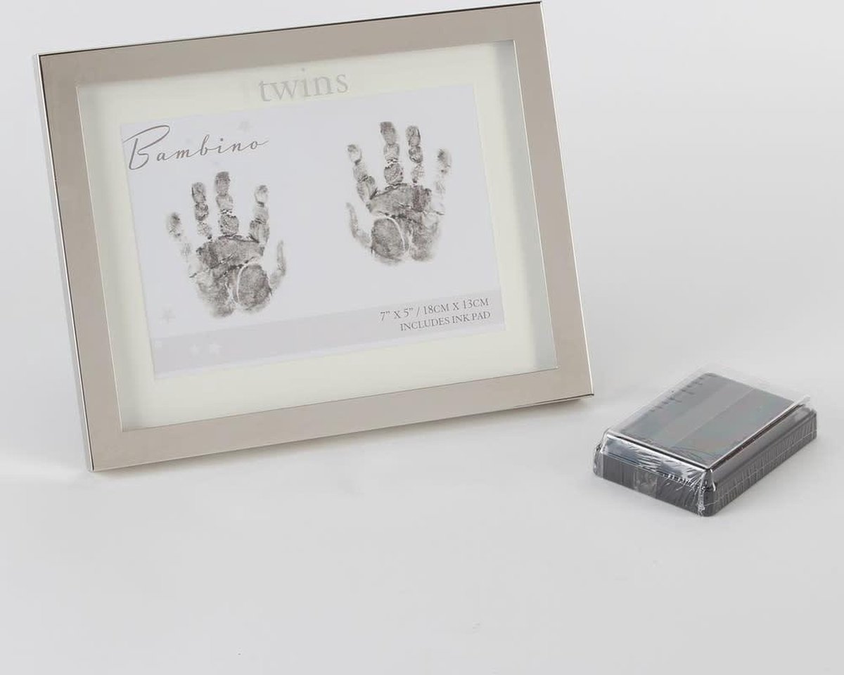 Verzilverde lijst voor handafdruk tweeling