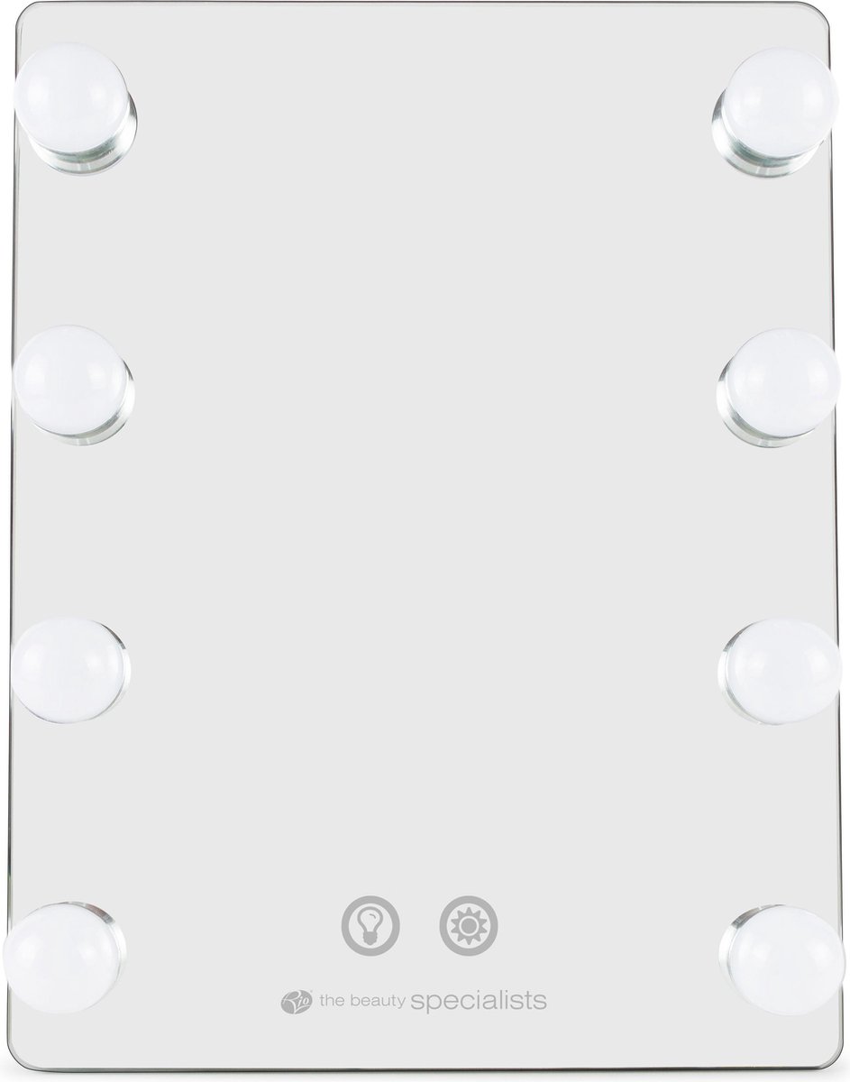 Miroir De Maquillage éclairé Hollywood - 58x46 Cm - Lumière Réglable (froide/chaude/naturelle) - Commande Tactile - Blanc