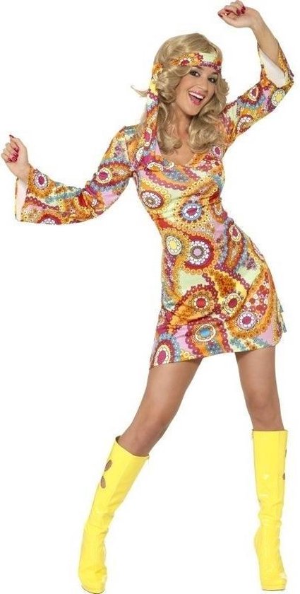 woensdag Snooze Hoogte Hippie Sixties flower power jurkje / verkleedkleding kostuum voor dames  40-42 (M) | bol.com