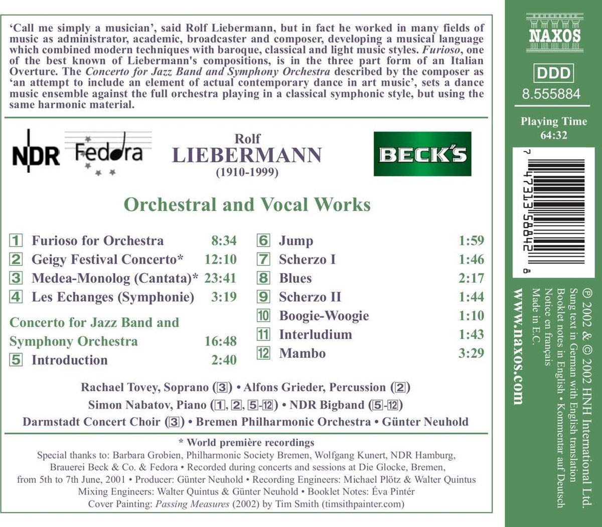 Bremen Philharmonic Orchestra, Günter Neuhold Liebermann Concerto