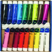 Acrylverf, 18 tubes a 36 ml, 18 matte kleuren