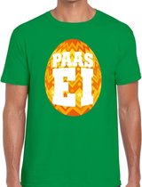 Paasei t-shirt groen met oranje ei voor heren L