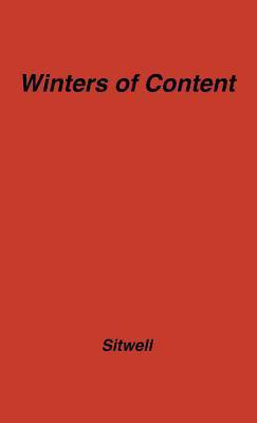 Boekomslag in effen oranje-rood met de zwarte titel "Winters of Content" en auteursnaam "Sitwell".