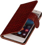Huawei Ascend G6 4G - Rood Slangen Hoesje - Book Case Wallet Cover Beschermhoes