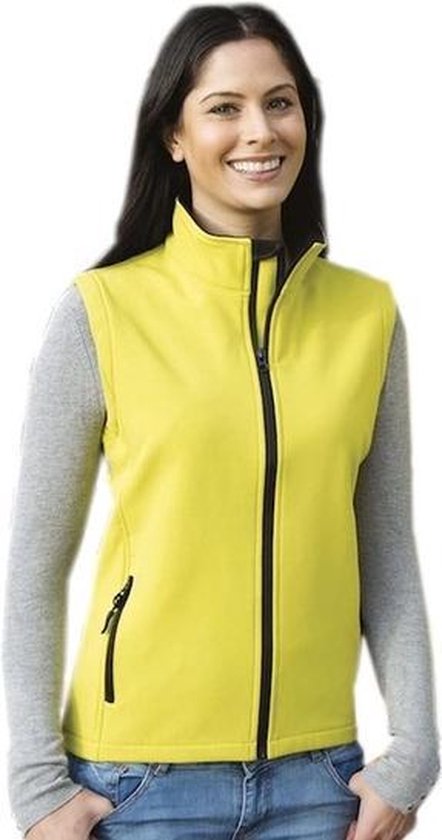 Softshell casual bodywarmer geel voor dames - Outdoorkleding wandelen/zeilen - Mouwloze vesten S (36/48)