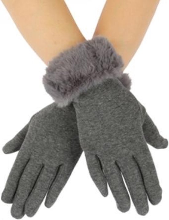 Zachte dames handschoenen Fur Lady|Grijs|Nepbont|warme handschoenen | bol