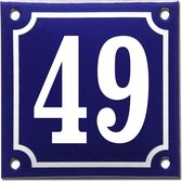 Emaille huisnummer blauw/wit nr. 49