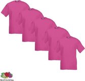 Fruit of the Loom - 5 stuks Valueweight T-shirts Ronde Hals - Fuchsia - L