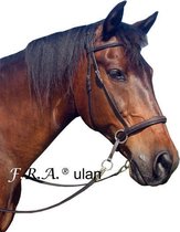F.R.A. ulan / bitl. hfdst. (syst.5) zwart leder, geweven front- en neusriem, lederen clipteugel, paard