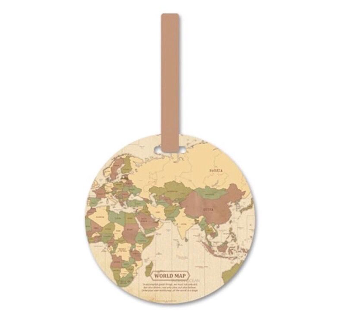 Bol.com Koffer Label|Bagage|Vakantie|Reizen|tag wereldbol globe bagagelabel kofferlabel|Bruin aanbieding