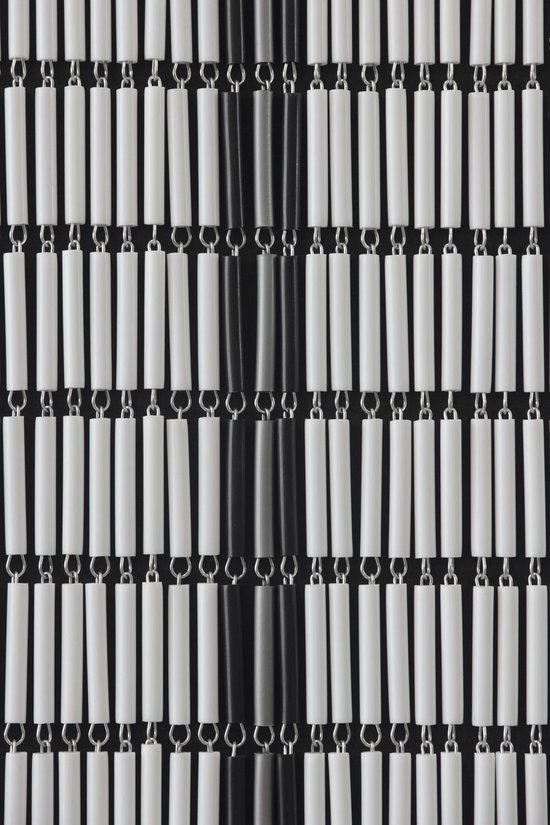 Sun-Arts - Vliegengordijn - 90x210 cm - Wit met banen Zwart Grijs