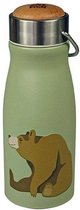 THE ZOO COLLECTION - flask, thermosfles, roestvrij staal, dop bevat plastic / FSC-hout, brown bear, beer, mat, 300 ml