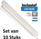 LED Buis armatuur met Trog 120cm - Enkel | Inclusief  LED Buis - 6000K - Daglicht (Set van 10 stuks)
