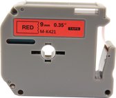 KATRIZ® huismerk label tape voor Brother M-K421| PT-65/70/80/90/M98 | Zwart op Rood | 9mm*8m |  1 stuk