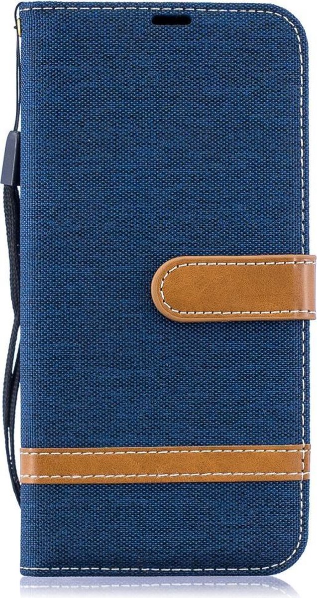 Denim Book Case - Geschikt voor Samsung Galaxy A50 / A30s Hoesje - Blauw