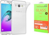 DrPhone Samsung J7 2016 (J710) TPU Hoesje - Transparant Ultra Dun Premium Soft-Gel Case + DrPhone J7 2016 Glas - Glazen