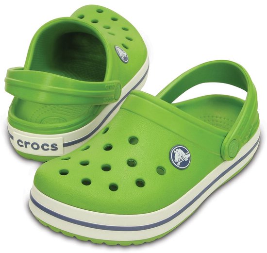 Crocs Crocband Slippers - Maat 32/33 - Unisex - groen/wit | bol.com