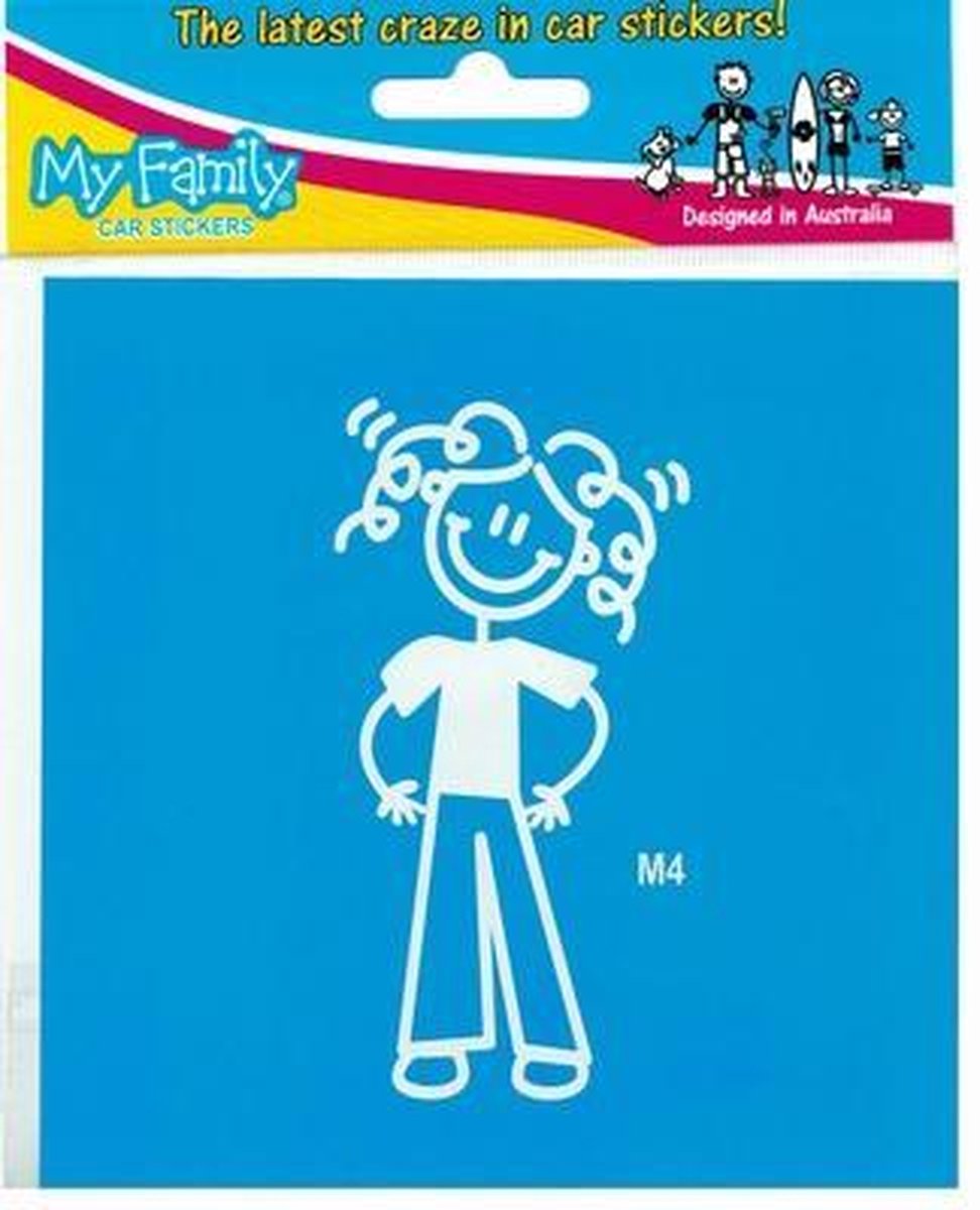 Moeder in broek - autosticker - wit - 10 cm