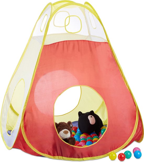 relaxdays ballenbak tent met ballen - kindertent met ingang - pop up ballenbad indoor | bol.com