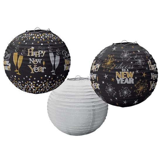 Lampion set Happy New Year | 3 stuks